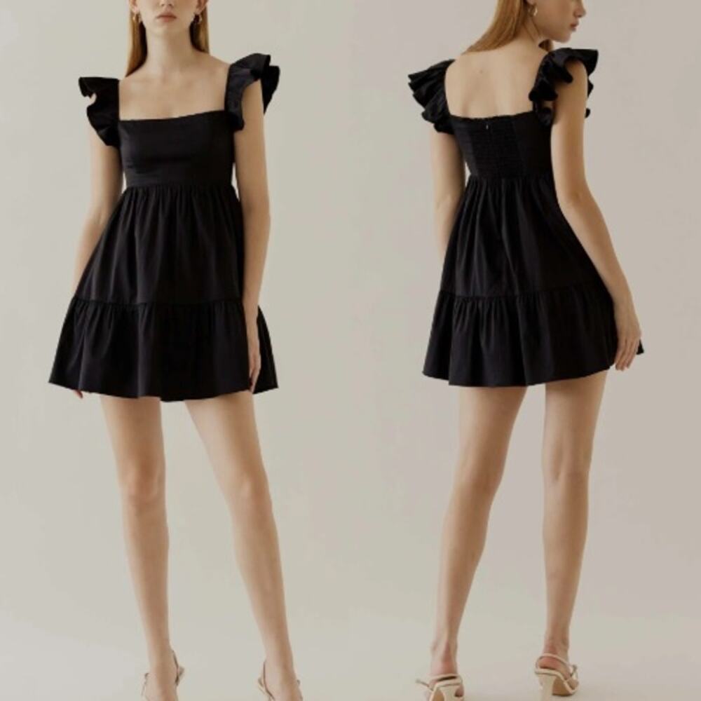 Reformation Fit and Flare Mini Jeune Dress Black Empire Waist Womens Size 12